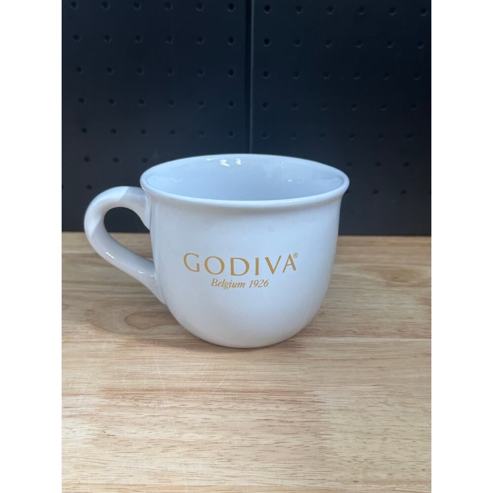 Godiva Belgium 1926 Oversized Coffee Soup Mug Stoneware White Gold